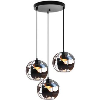 OEM L&aacute;mpara Colgante Retro Vintage De Metal Negro Con 3 Luces, L&aacute;mpara De Techo Industrial Creativa Para Dormitorio, Cafeter&iacute;a Y Bar