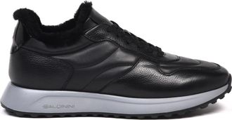 Baldinini Leren sneaker van getrommeld en nappaleer - Heren - Schoenen - Zwart - Maat: 43 EU Leer