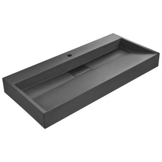 Beliani Beliani - Lavabo Suspendido De Pared Cl&aacute;sico Rectangular Fundici&oacute;n Mineral Acabado Mate 100 X 46 Cm Negro Quenko