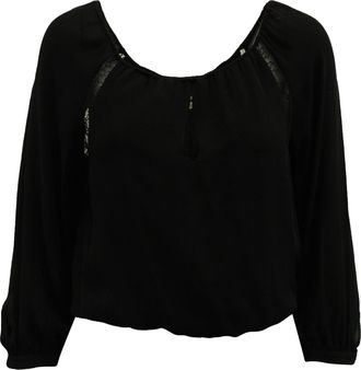 Alice & Olivia Alice + Olivia Blouse with Lace Detail in Black Silk