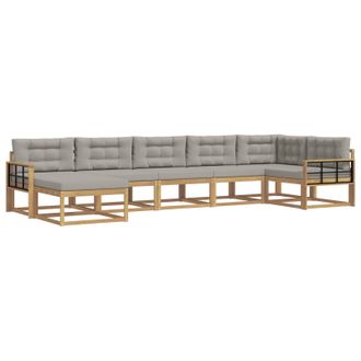 vidaXL Conjunto De Sof&aacute;s De Exterior 7 Pcs Blanco Y Gris Claro Vidaxl