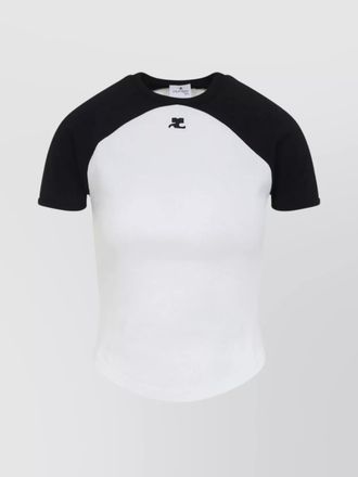 Courr&egrave;ges cotton logo print short sleeve t-shirt