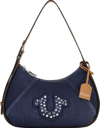 True Religion Strudded Logo Denim Hobo at Nordstrom