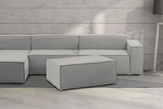 Talamo Italia Talamo Italia - Puff Antonella, Otomana De La Sala De Estar, 100% Made In Italy, Sill&oacute;n Relax En Tela Tapizada, Cm 100x70h43, Gris, Con Embalaje Refor