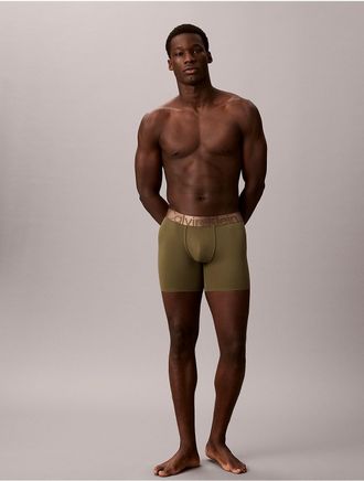 Calvin Klein Mens Brushed Microfiber Stretch Bronze Boxer Brief - Brown - XL