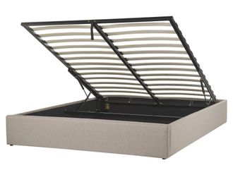 Beliani Cama matrimonial de tejido beige 160x200