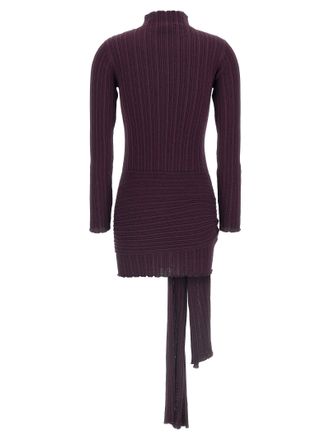 Giuseppe Di Morabito Ribbed Merino Wool Blend Dress - Burgundy