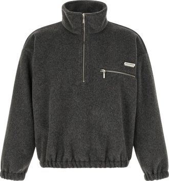 Song for the Mute Fitness, Heren, Grijs, XL, Wol, Pullover met halve rits