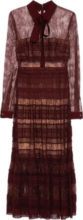 Elie Saab Midi-jurk met kanten kraag - Rood
