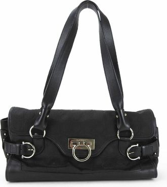 Ferragamo Gancini Canvas Leather Handbag (Pre-Owned)