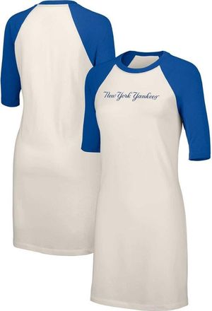 Lusso Womens Lusso White New York Yankees Nettie Raglan Half-Sleeve Tri-Blend T-Shirt Dress at Nordstrom, Size X-Large