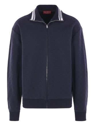 Gucci Sweater met GG-patroon en rits - Blauw
