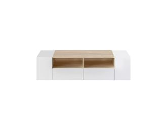 Usinestreet Mueble de TV con 4 puertas L138 cm - Efecto Roble y Blanco
