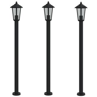 vidaXL Vidaxl - Farolas De Exterior 3 Unidades Acero Inoxidable Negro 120 Cm