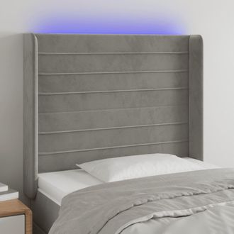 vidaXL Cabecero Con Led De Terciopelo Gris Claro 93x16x118/128 Cm Vidaxl