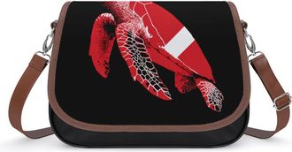 Generic Sea Turtle Scuba Dive Flag Crossbody Bags for Women Shoulder Messenger Bag Purse Handbags