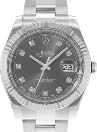 Rolex Pre-owned Rolex Datejust II Automatic Chronometer Diamond Grey Dial Mens Watch 116334 GYDO