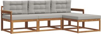 vidaXL Conjunto De Sof&aacute;s De Exterior 4 Uds. Gris Natural Y Claro Vidaxl