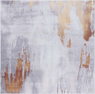 Safavieh Alfombra geom&eacute;trico de poli&eacute;ster gris/naranja, 183 x 183 cm