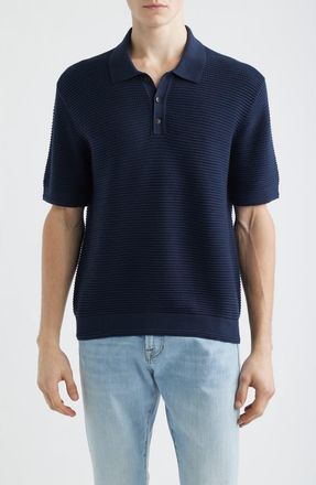 Madewell Stitch Interest Polo in Ink at Nordstrom, Size X-Large