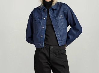 G-Star Cropped Long Sleeve Utility Jacket In Luna Blue Cobler