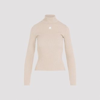 Courr&egrave;ges Courr&egrave;ges geribbelde trui met rolkraag