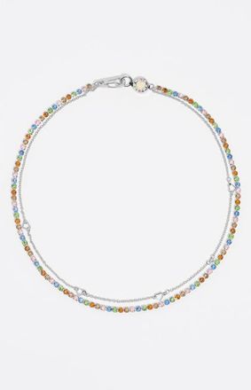 Bimba & Lola Double-layer crystals logo chain necklace in Ivory at Nordstrom