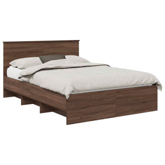 vidaXL Estructura De Cama Con Cabecera Roble Marr&oacute;n 140 X 200 Cm Vidaxl