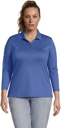 Lands End 3/4 Sleeve Supima Cotton Polo Shirt in Muted Cobalt Blue at Nordstrom, Size 3X