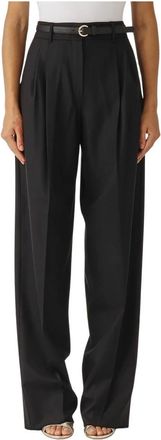 Max Mara Dames, Broeken, Zwart, Maat: S Leer