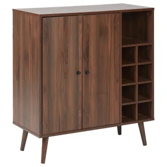 Beliani Beliani - Aparador 2 Puertas Con Estante Botellero Estilo Boho Madera Oscura Tullamore