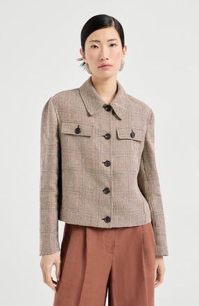 Brunello Cucinelli Prince of Wales blazer in Light Brown at Nordstrom, Size 40 It