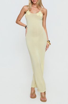 Princess Polly Cinderella Floral Detail Knit Midi Dress in Lemon Yellow at Nordstrom, Size Large/x-Large
