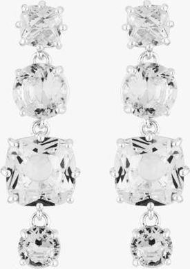 Les N&eacute;r&eacute;ides La Diamantine Clear 4-Stone Silver-Plated Drop Earrings