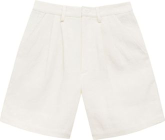 Anine Bing Carrie pleat-detail linen shorts - women - Linen/Flax - 32 - White