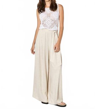 Apricot Wide Leg Linen Trousers In Stone