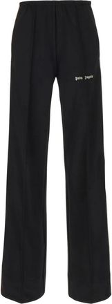 Palm Angels Classic Logo Loose Track Pants - Dames - Wijde Broeken - Zwart - XS - Polyester - Broeken