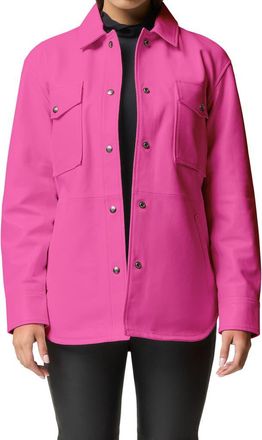 The House of LR&C Lover Papery Lamb Leather Shirt Jacket in Knockout at Nordstrom Rack, Size Xx-Large