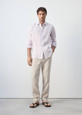 Mango Camicia regular fit 100% lino rosa pallido - Uomo - XXL - MANGO MAN
