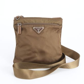 Prada Brown Nylon Messenger Bag Shoulder Bag (Pre-Owned)
