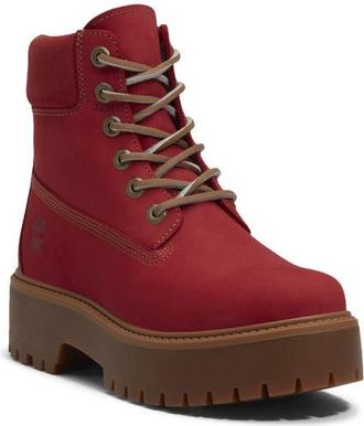 Timberland Stone Street 6-Inch Waterproof Lace-Up Leather Boot in Medium Red Nubuck at Nordstrom, Size 6.5