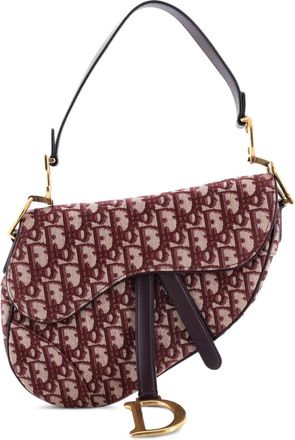 Dior Borsa a spalla Saddle media in tela con motivo Oblique - Rosso