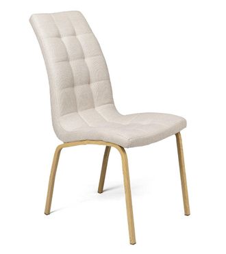 Home Heavenly Home Heavenly - Pack 4 Sillas Tapizadas Mabel, Respaldo Curvado Apoyo Lumbar, Patas Metal Tipo Madera, 96x42x55 Cm. Color: Tela Beige