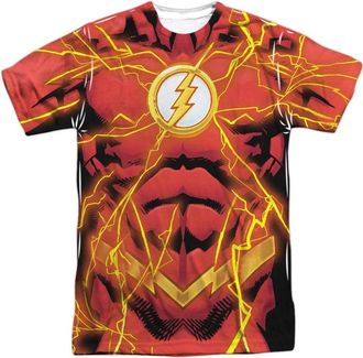 Gildan Justice League of America Flash 52 Bolt Short Sleeve Adult Poly Crew Tee / T-Shirt