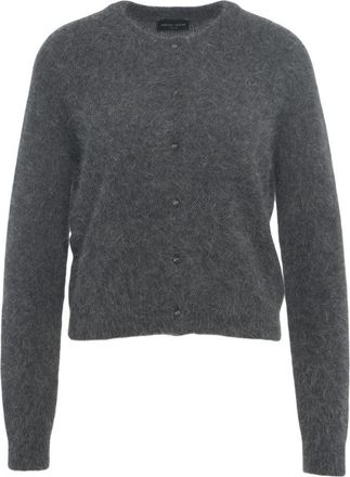 Roberto Collina Cropped Grey Knit Cardigan With Button Closure And Ribbed Details