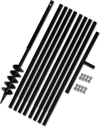 vidaXL Taladro De Tierra Con Mango 100 Mm Con Tubo De Extensi&oacute;n 9 M Acero Vidaxl