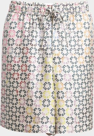 Givenchy Mens Multicolor Monogram Silk Shorts