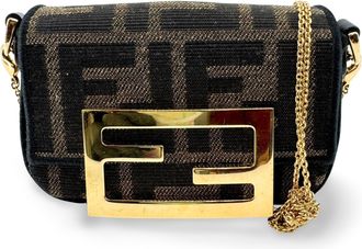 Fendi Baguette Nm Zucca Canvas Black Canvas Handbag (Pre-Owned)