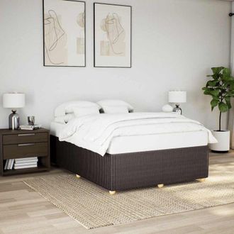 vidaXL Cama Sin Colch&oacute;n Tela Marr&oacute;n Oscuro 140x190 Cm Vidaxl