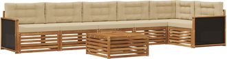 vidaXL Conjunto De Sof&aacute;s De Exterior 7 Uds. Natural Y Beige Poli&eacute;ster Vidaxl
